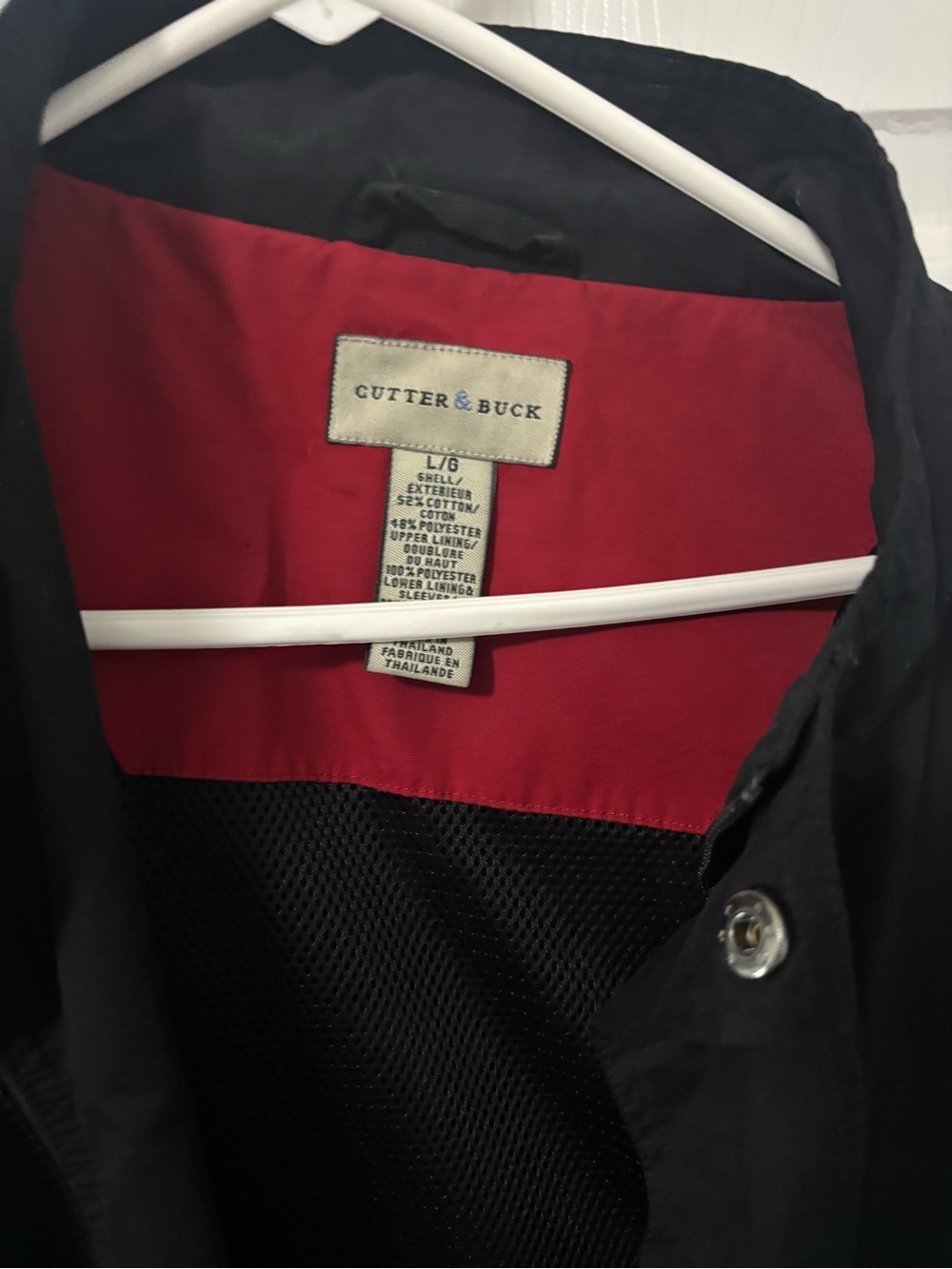 Cutter & Buck Black Windbreaker with Red Interior
